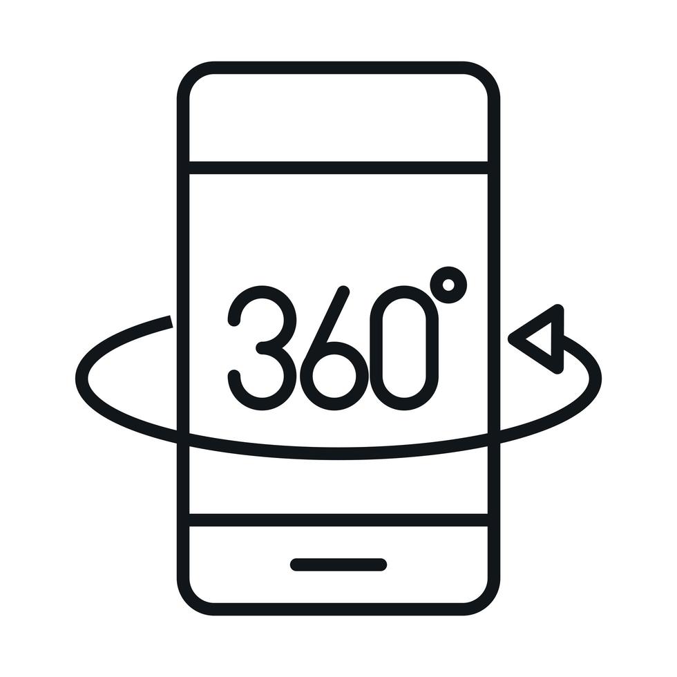 360 degree view smartphone linear style icon design vector