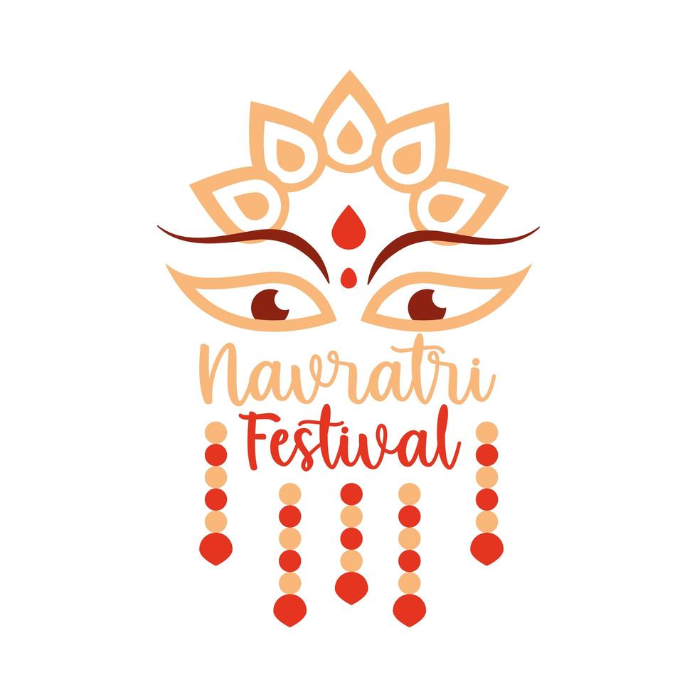 feliz celebración india navratri diosa durga cultura decoración icono de estilo plano vector