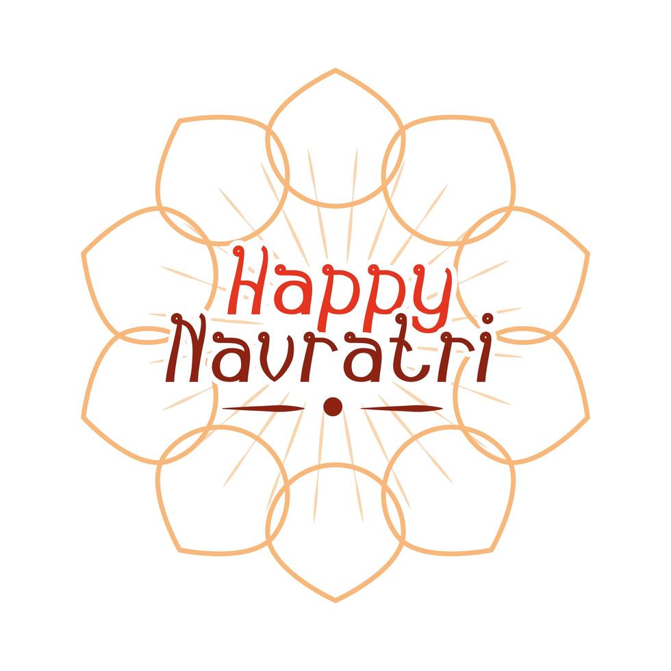 feliz celebración india navratri diosa cultura durga banner floral o tarjeta icono de estilo plano vector