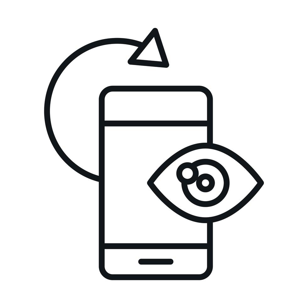 Diseño de icono de estilo lineal de rotación óptica de teléfono inteligente de 360 grados vector