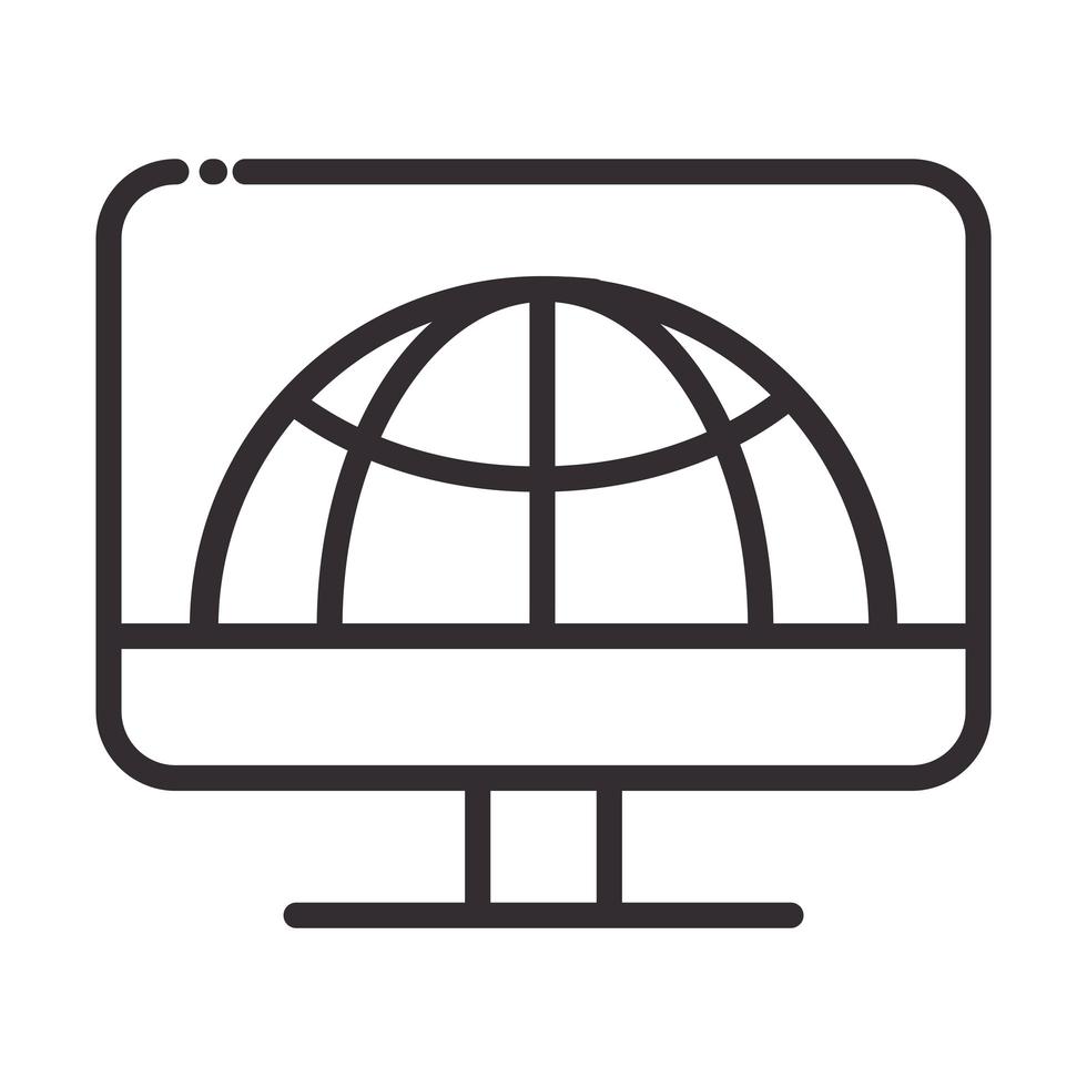 social media computer world digital internet network communicate technology line style icon vector