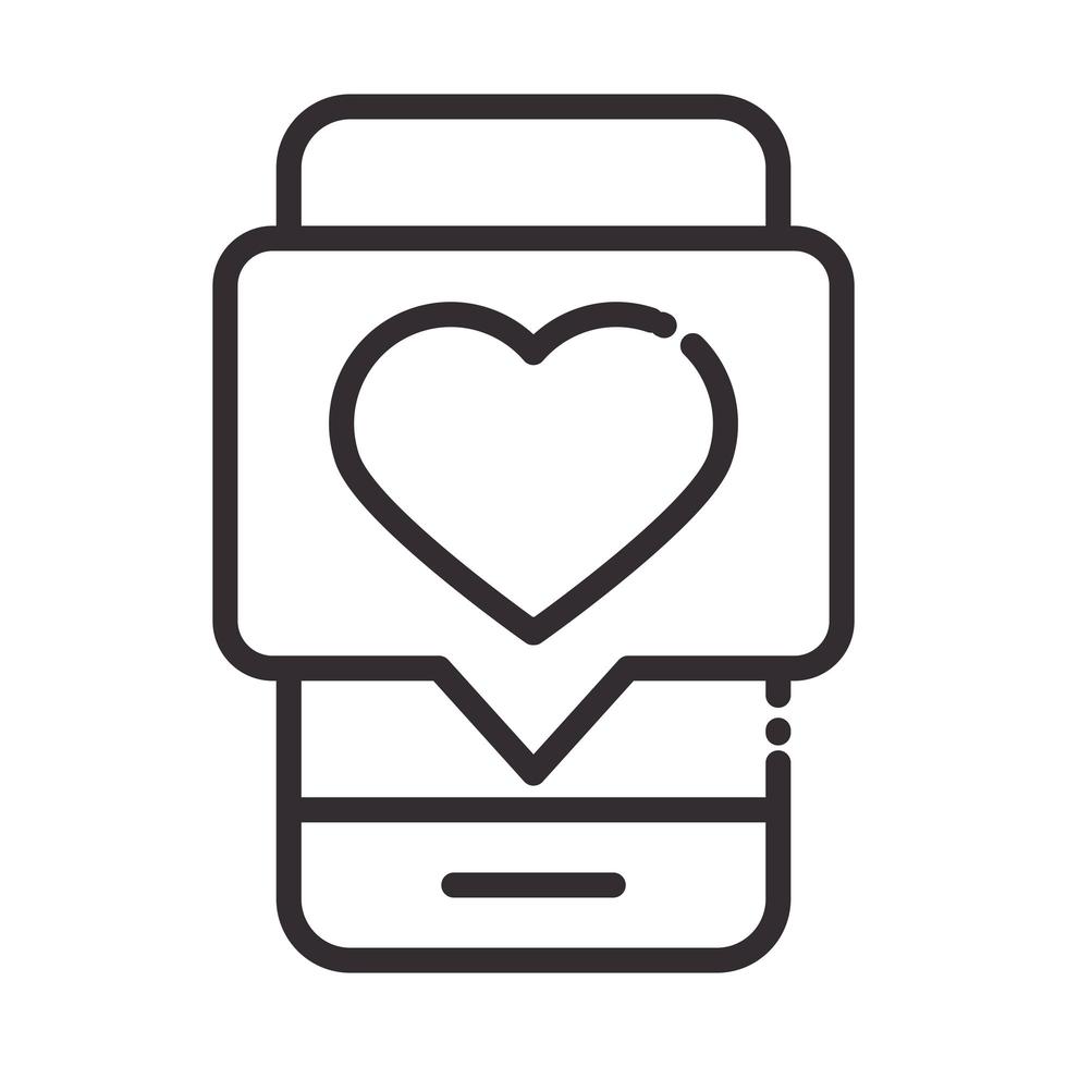 social media smartphone love message digital internet network communicate technology line style icon vector