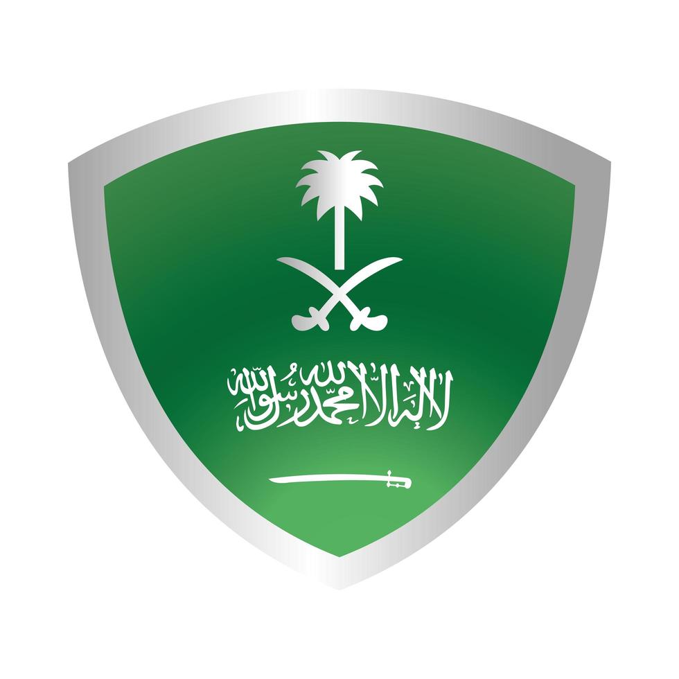 saudi arabia national day shield with flag green sign gradient style icon vector