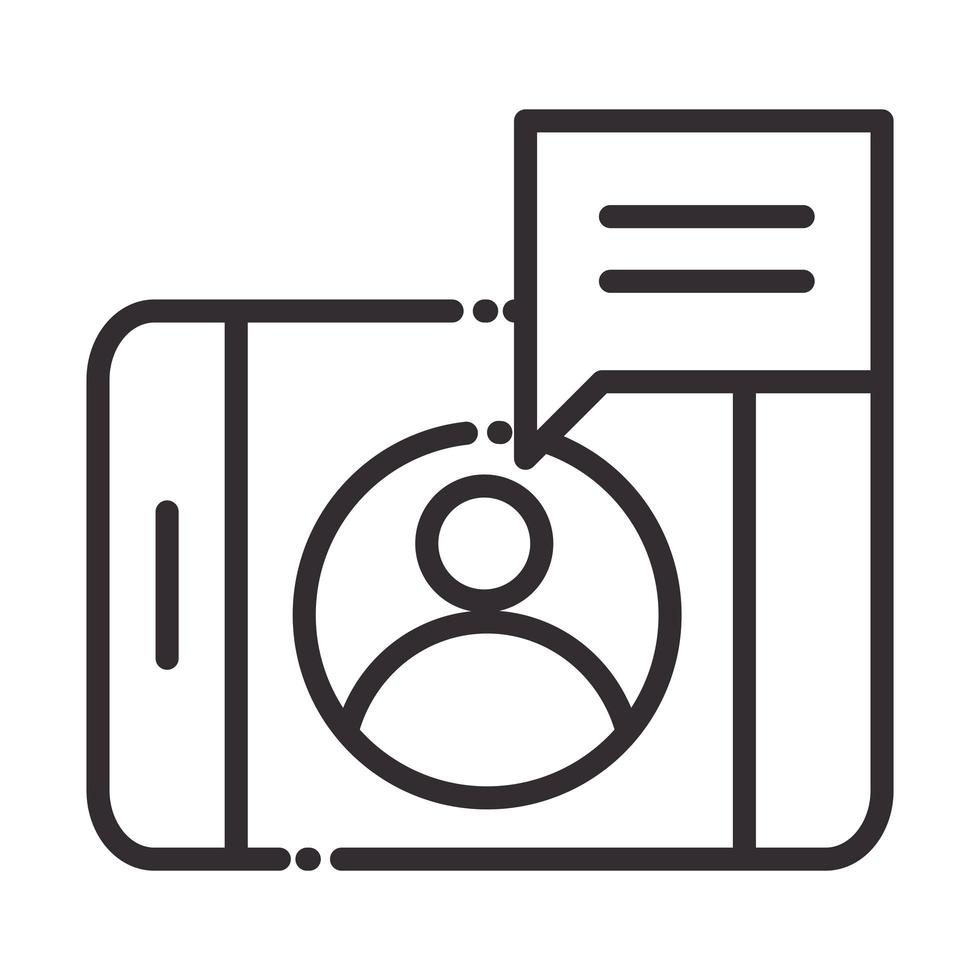 social media smartphone chat people digital internet network communicate technology line style icon vector