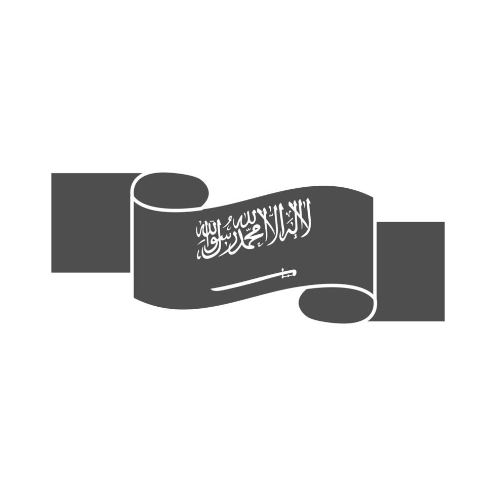 saudi arabia national day waving ribbon decoration silhouette style icon vector