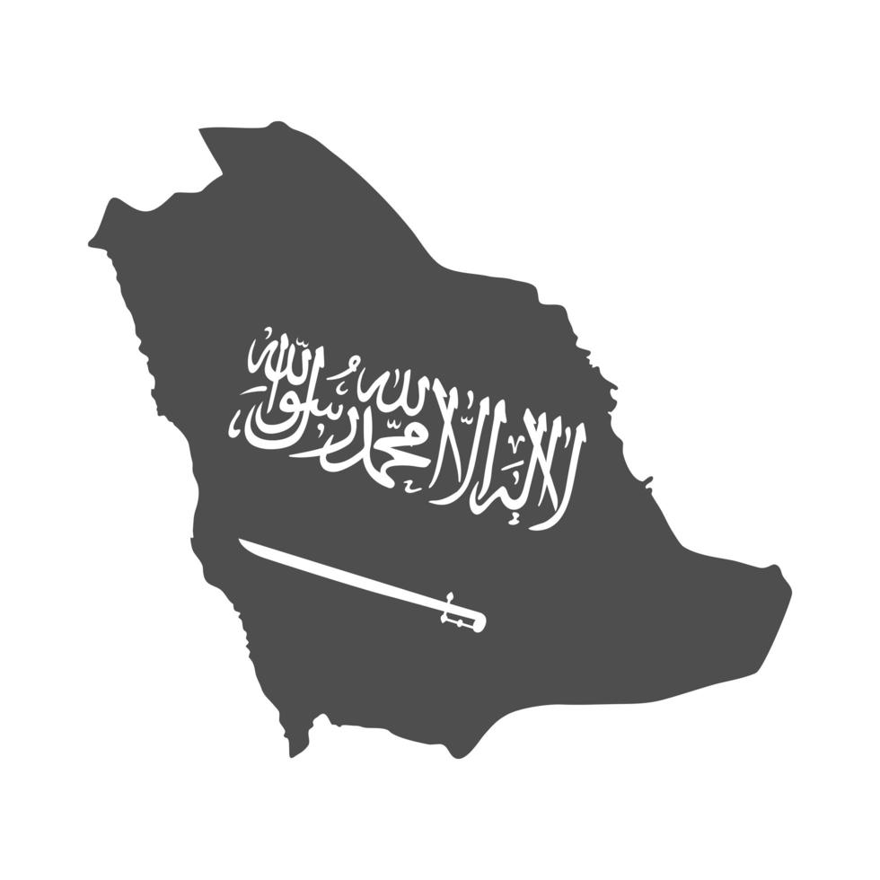 icono de estilo de silueta de símbolo de país de mapa de día nacional de arabia saudita vector