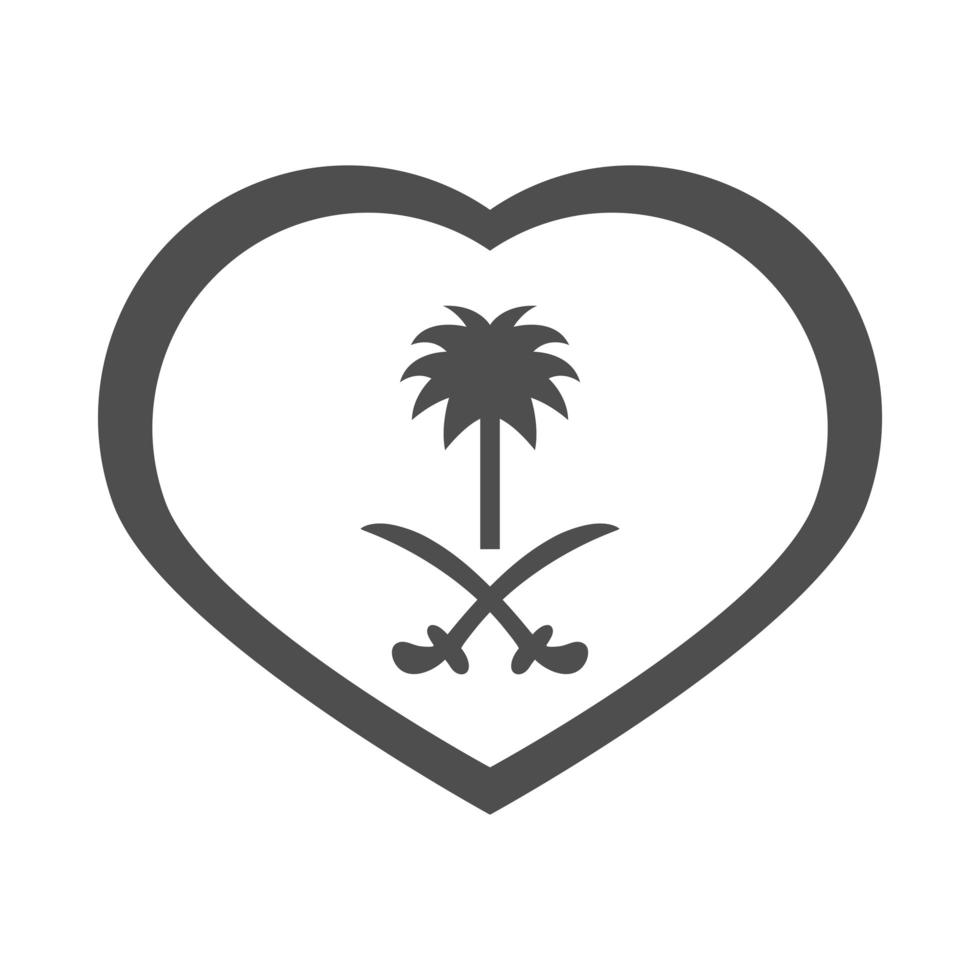 saudi arabia national day heart flag national symbol silhouette style icon vector