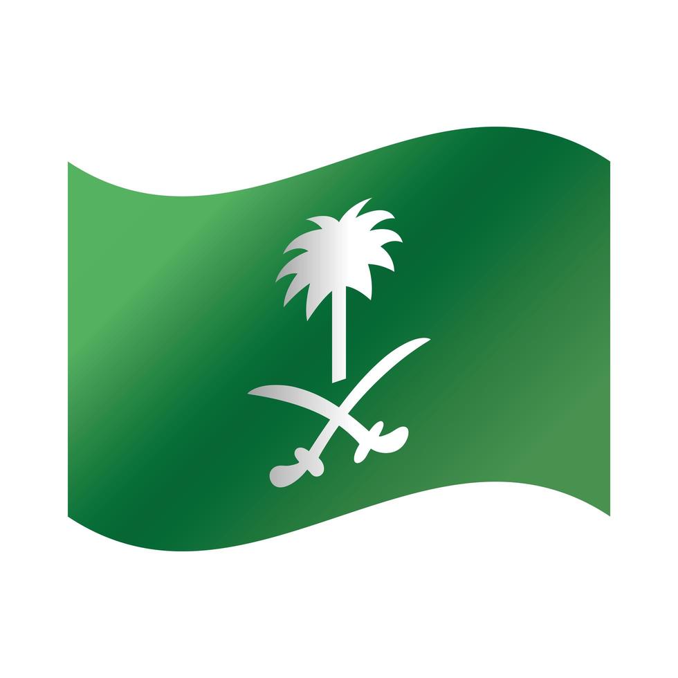 saudi arabia national day green wave flag freedom celebration gradient style icon vector