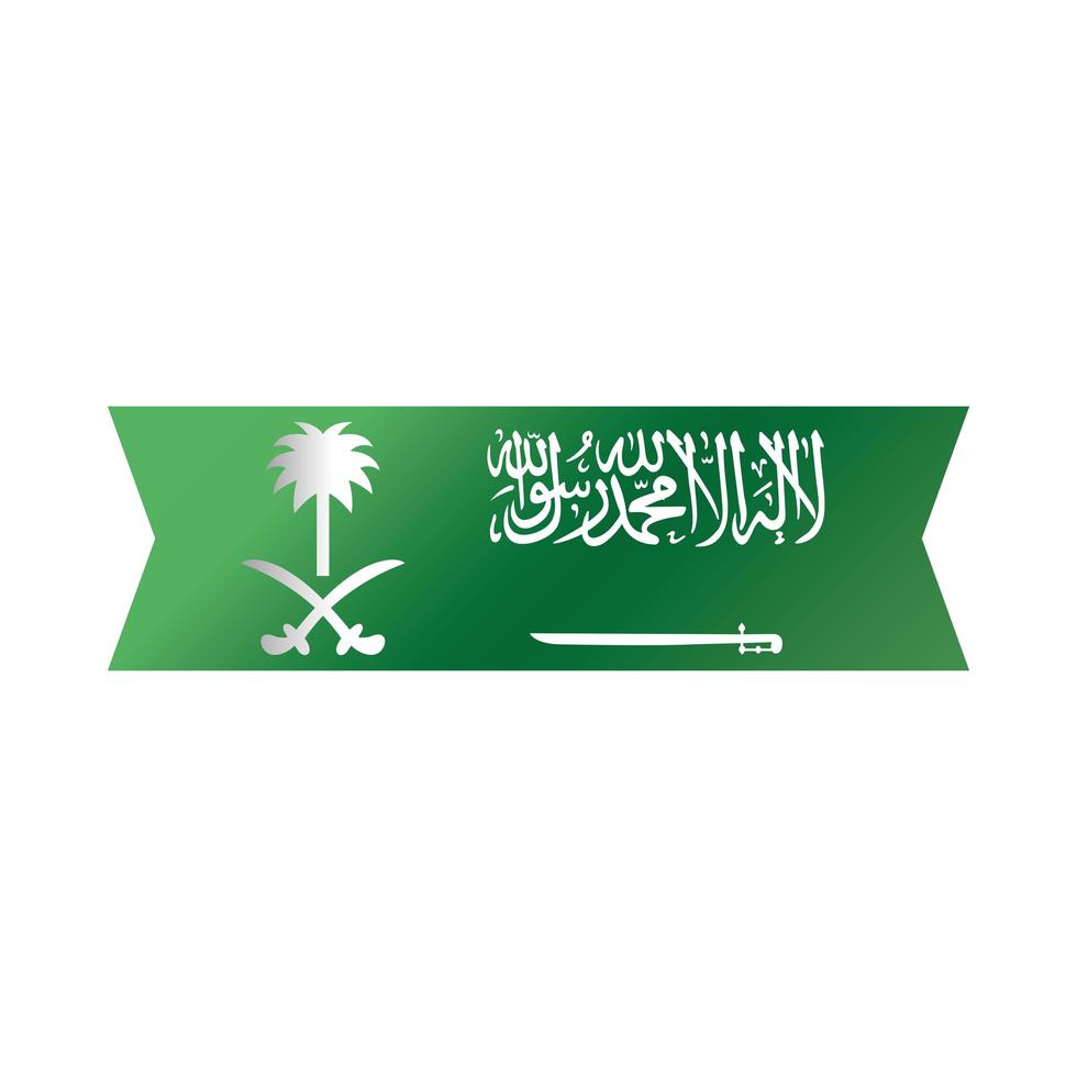 saudi arabia national day green ribbon celebration freedom gradient style icon vector