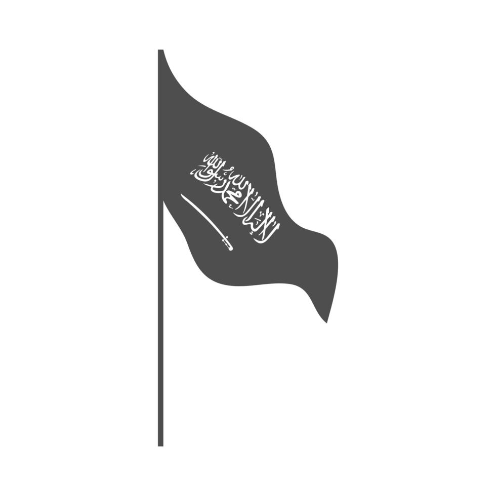 bandera del día nacional de arabia saudita en poste icono de estilo de silueta de símbolo vector