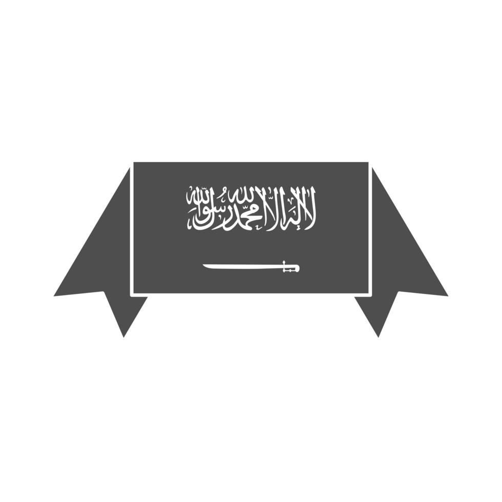 saudi arabia national day ribbon kingdom nation emblem silhouette style icon vector