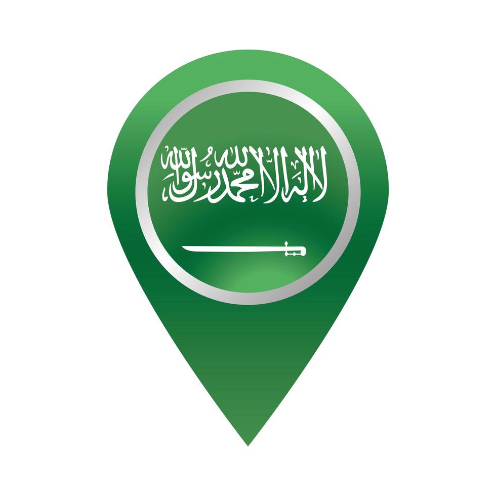 icono de estilo de gradiente de navegación del puntero de ubicación verde del día nacional de arabia saudita vector