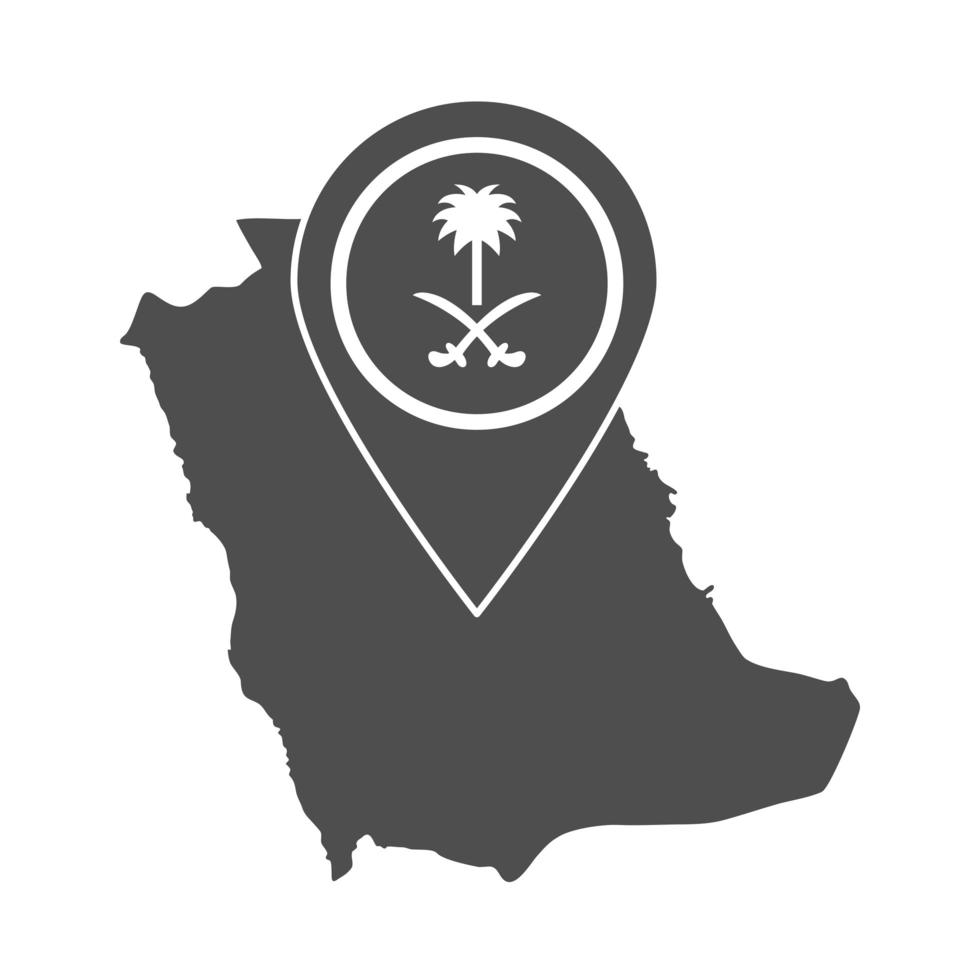 icono de estilo de silueta de ubicación de puntero de navegación de mapa de día nacional de arabia saudita vector