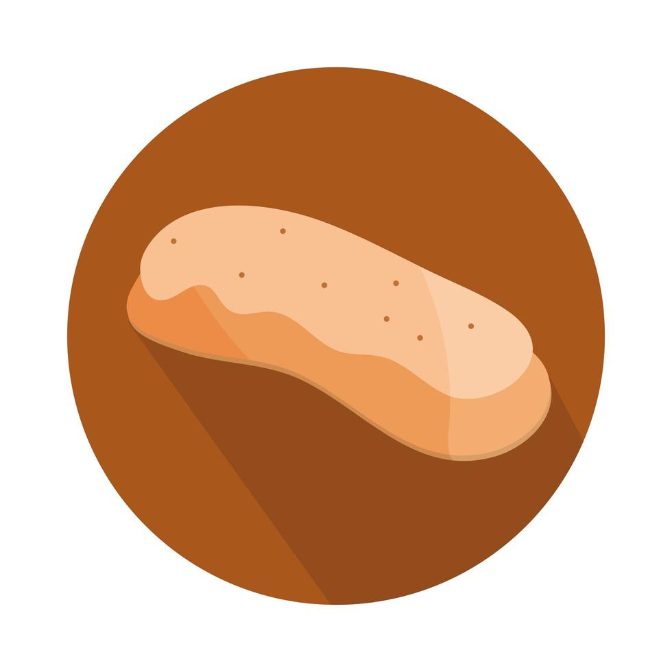 bloque de productos alimenticios de panadería menú de pan largo e icono plano vector