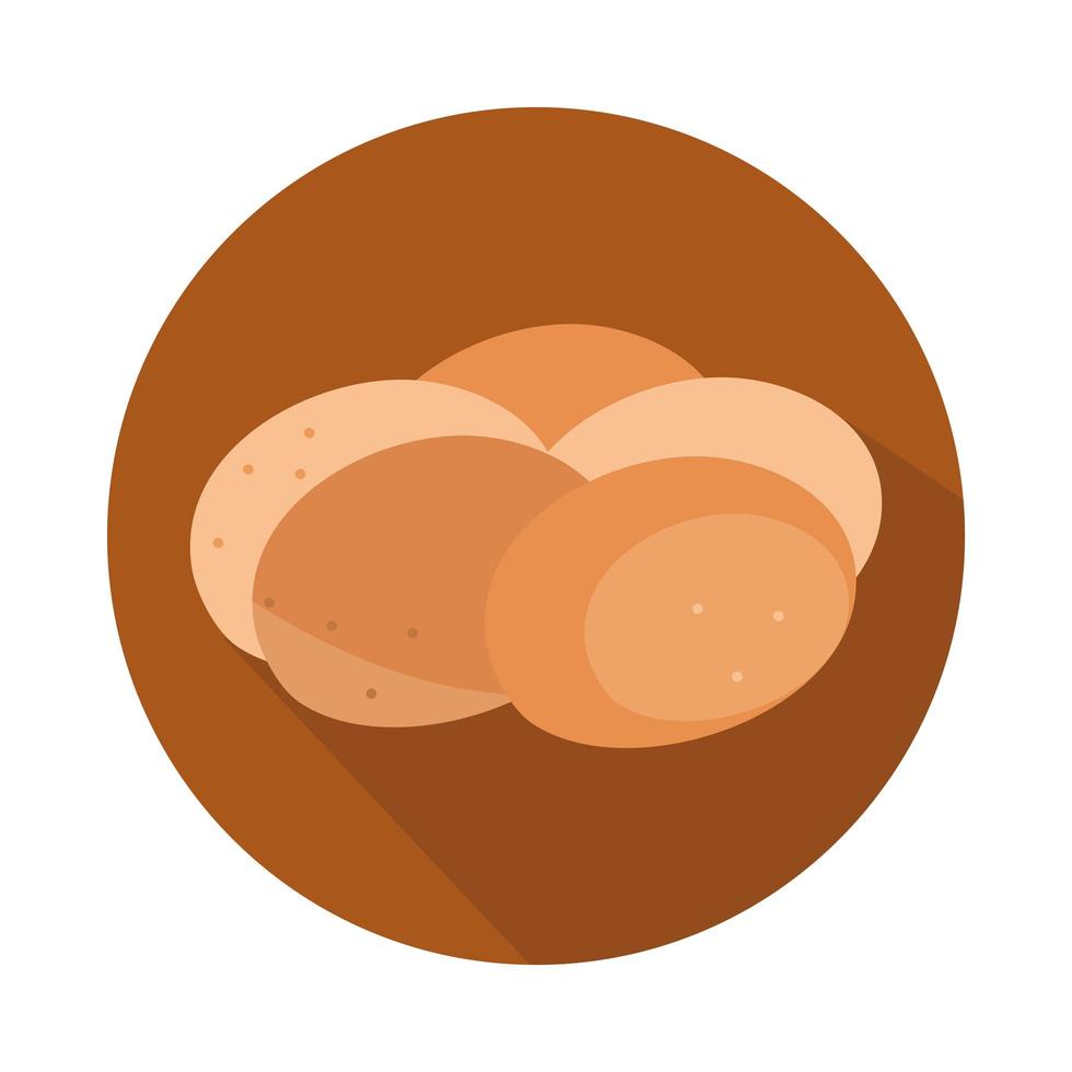 bollos tostadas menú de pan panadería bloque de productos alimenticios e icono plano vector