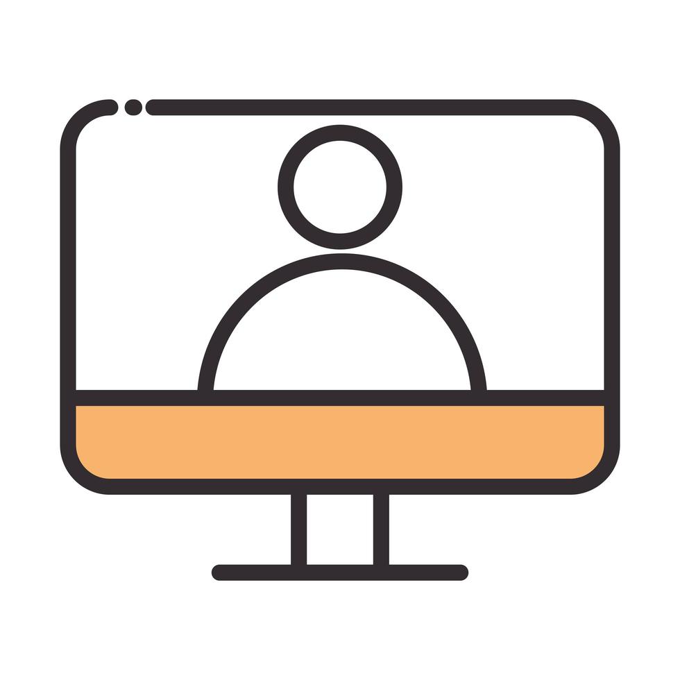 social media computer avatar digital internet network communicate technology line and fill design icon vector