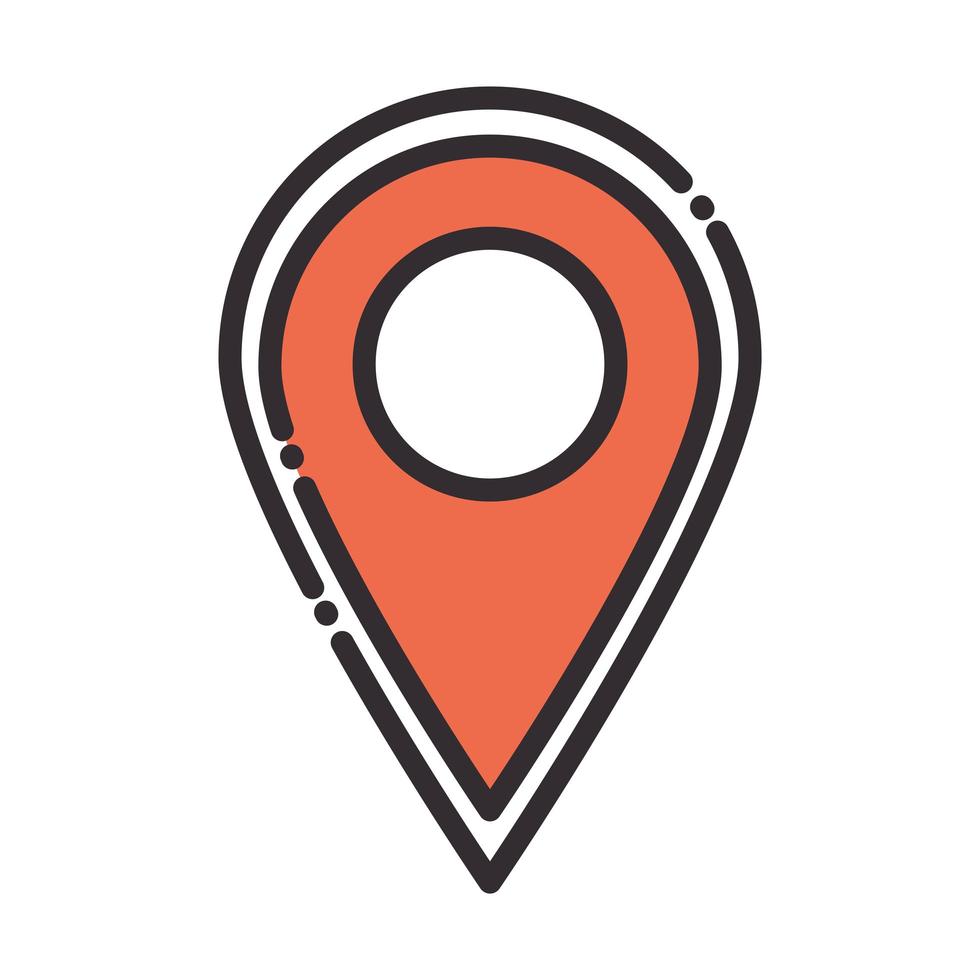 social media gps navigation pointer digital internet network communicate technology line and fill design icon vector