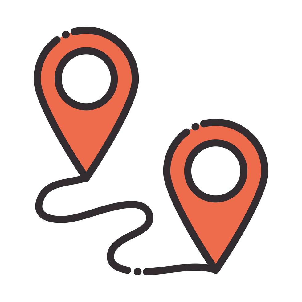 social media tracking gps location pointers digital internet network communicate technology line and fill design icon vector