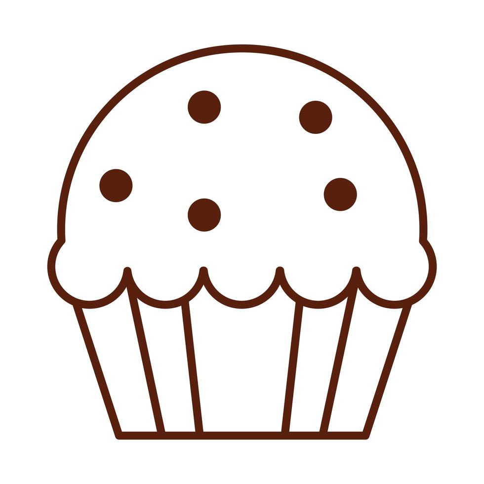 cupcake dulce cena de comida rápida y menú comida sabrosa e icono de estilo de línea poco saludable vector