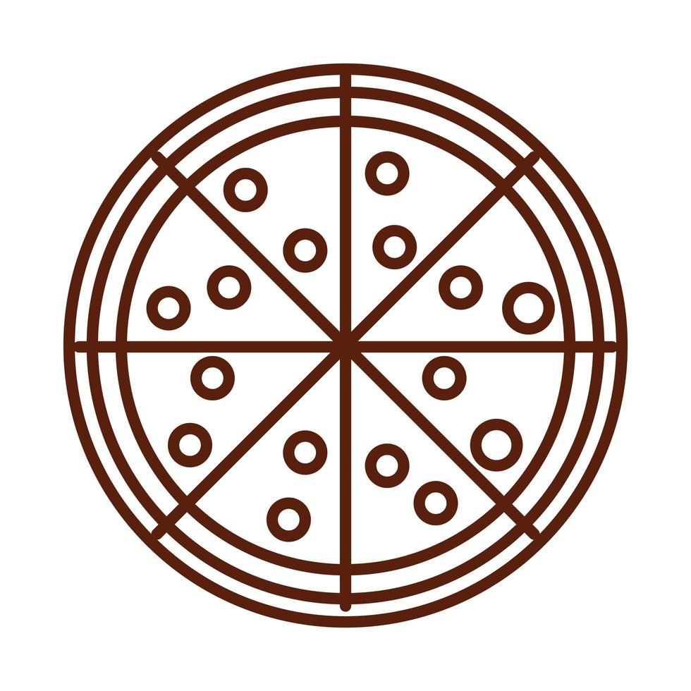 cena de pizza de comida rápida y menú comida sabrosa e icono de estilo de línea poco saludable vector