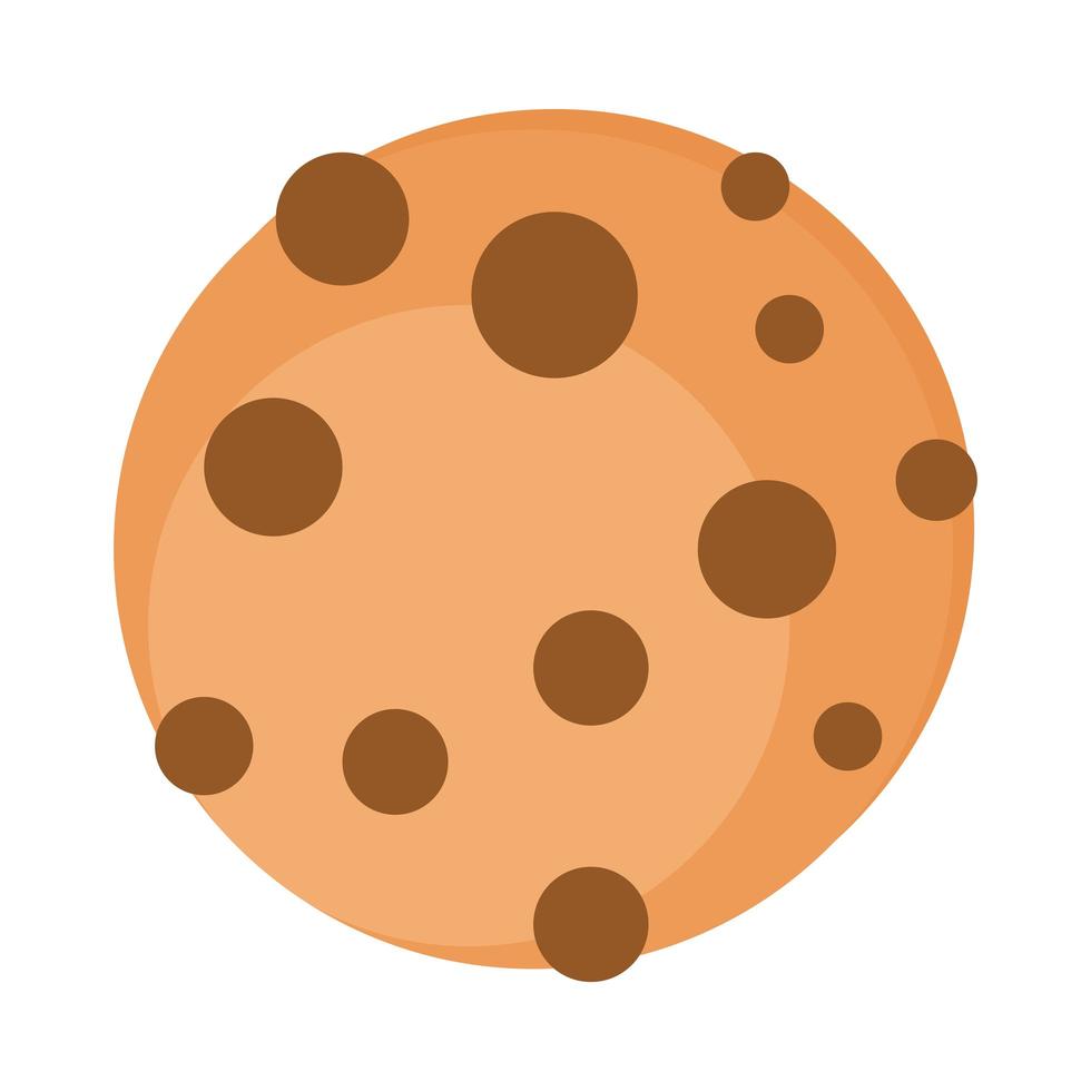 galleta de pan con chips menú de chocolate panadería producto alimenticio icono de estilo plano vector