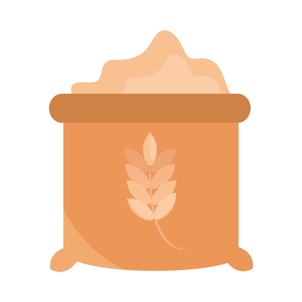 bread sack of flour menu bakery food product flat style icon vector