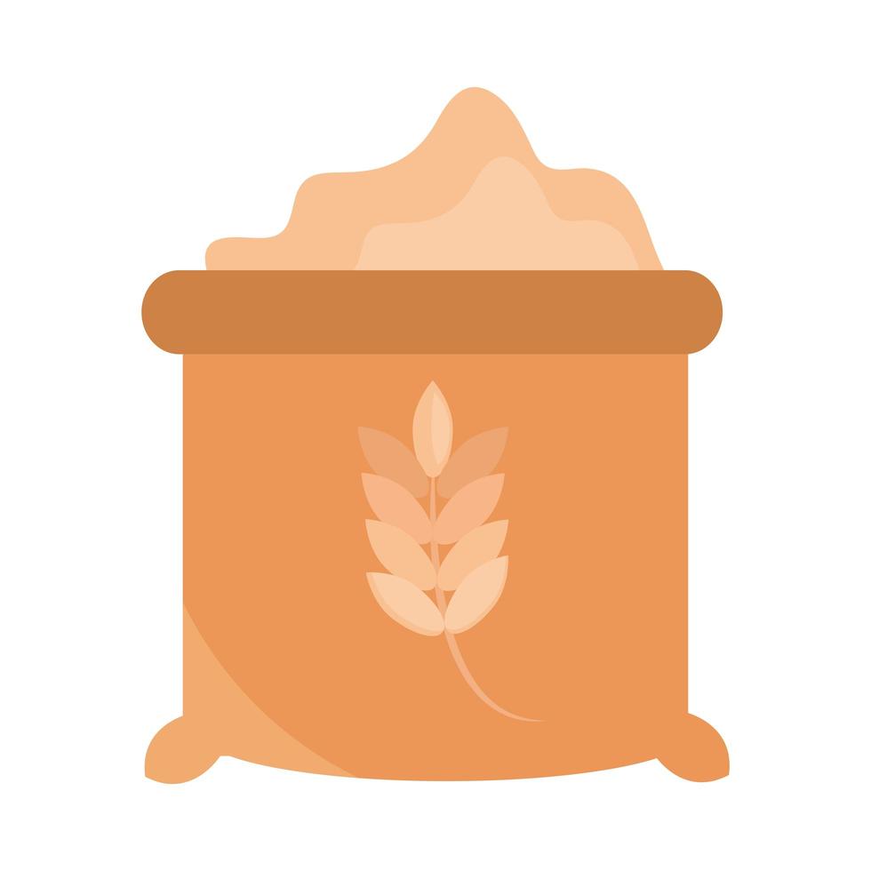 saco de pan de menú de harina panadería producto alimenticio icono de estilo plano vector