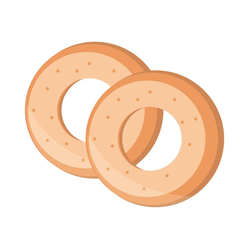 menú de anillos de pan panadería producto alimenticio icono de estilo plano vector