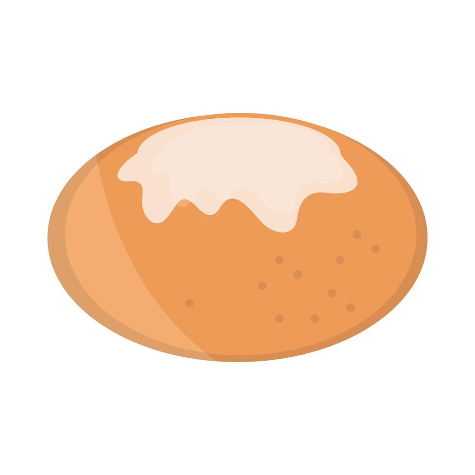 bollo de pan con queso menú panadería producto alimenticio icono de estilo plano vector