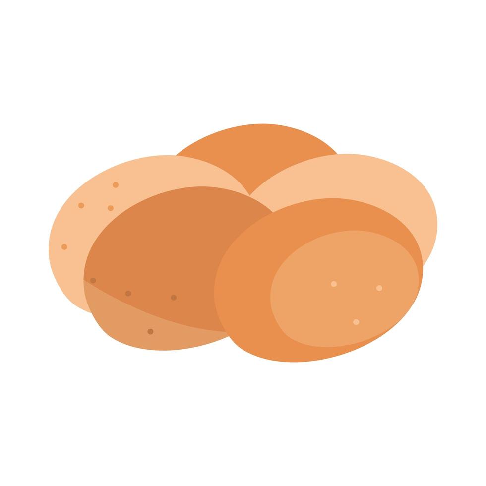 bollos tostadas menú de pan panadería producto alimenticio icono de estilo plano vector