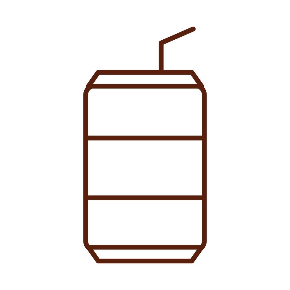 fast food soda with straw dinner and menu tasty meal and unhealthy line style icon vector