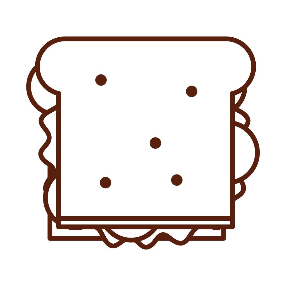 almuerzo de sándwich de comida rápida y menú comida sabrosa e icono de estilo de línea poco saludable vector