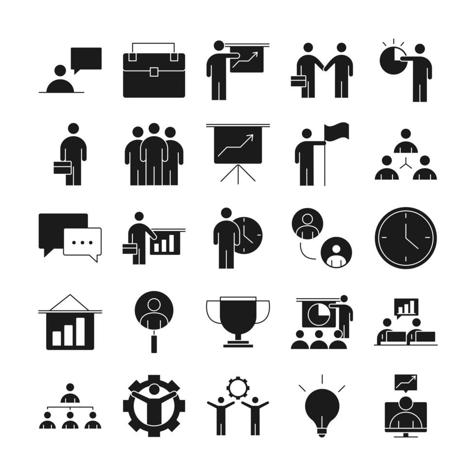 businesspeople financial money business management developing successful icons set line style vector