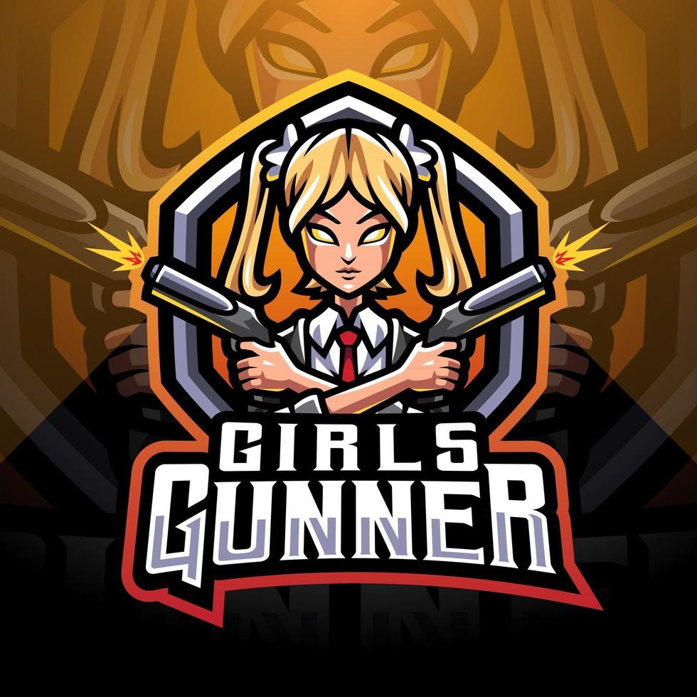 Girls gunner esport mascot logo vector