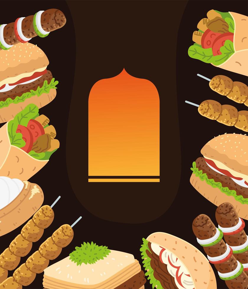 arabic cuisine dishes vector