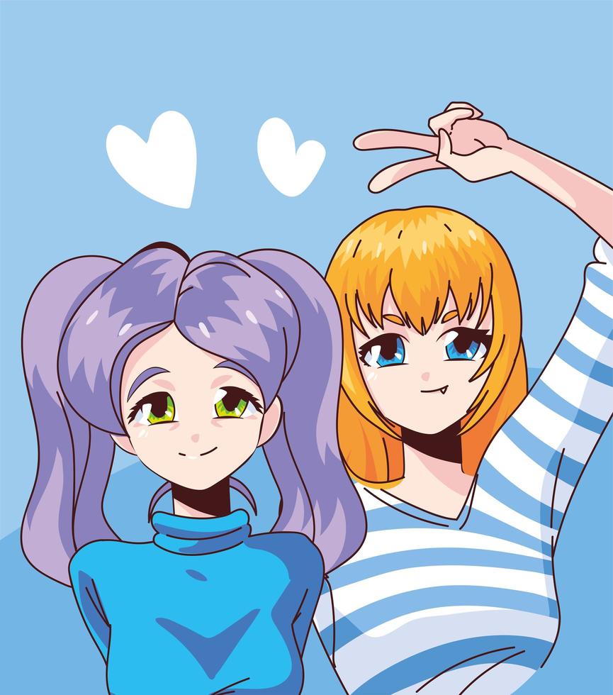 manga de chicas divertidas vector