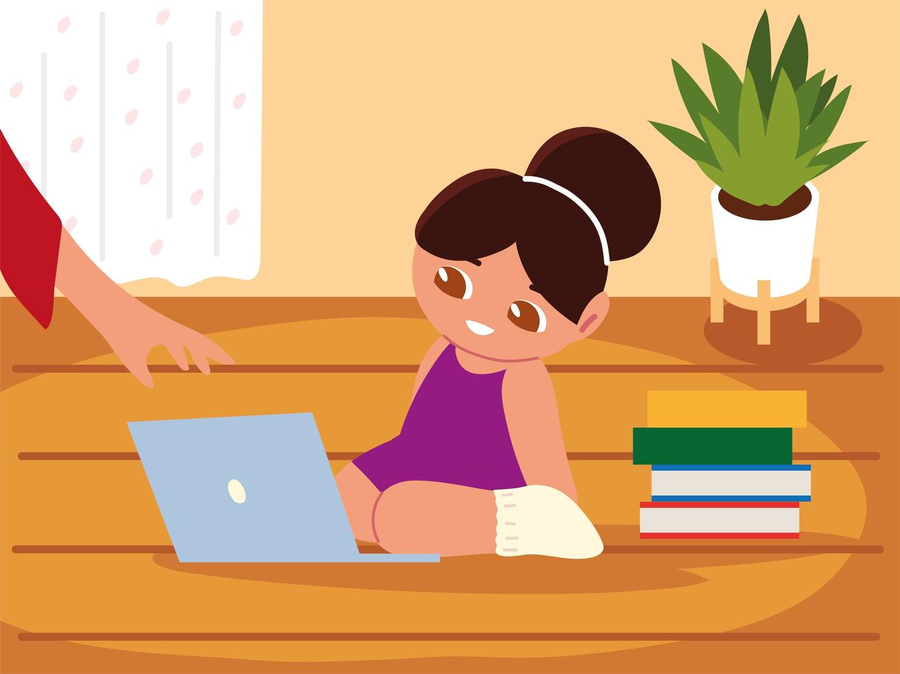 girl studying at home vector