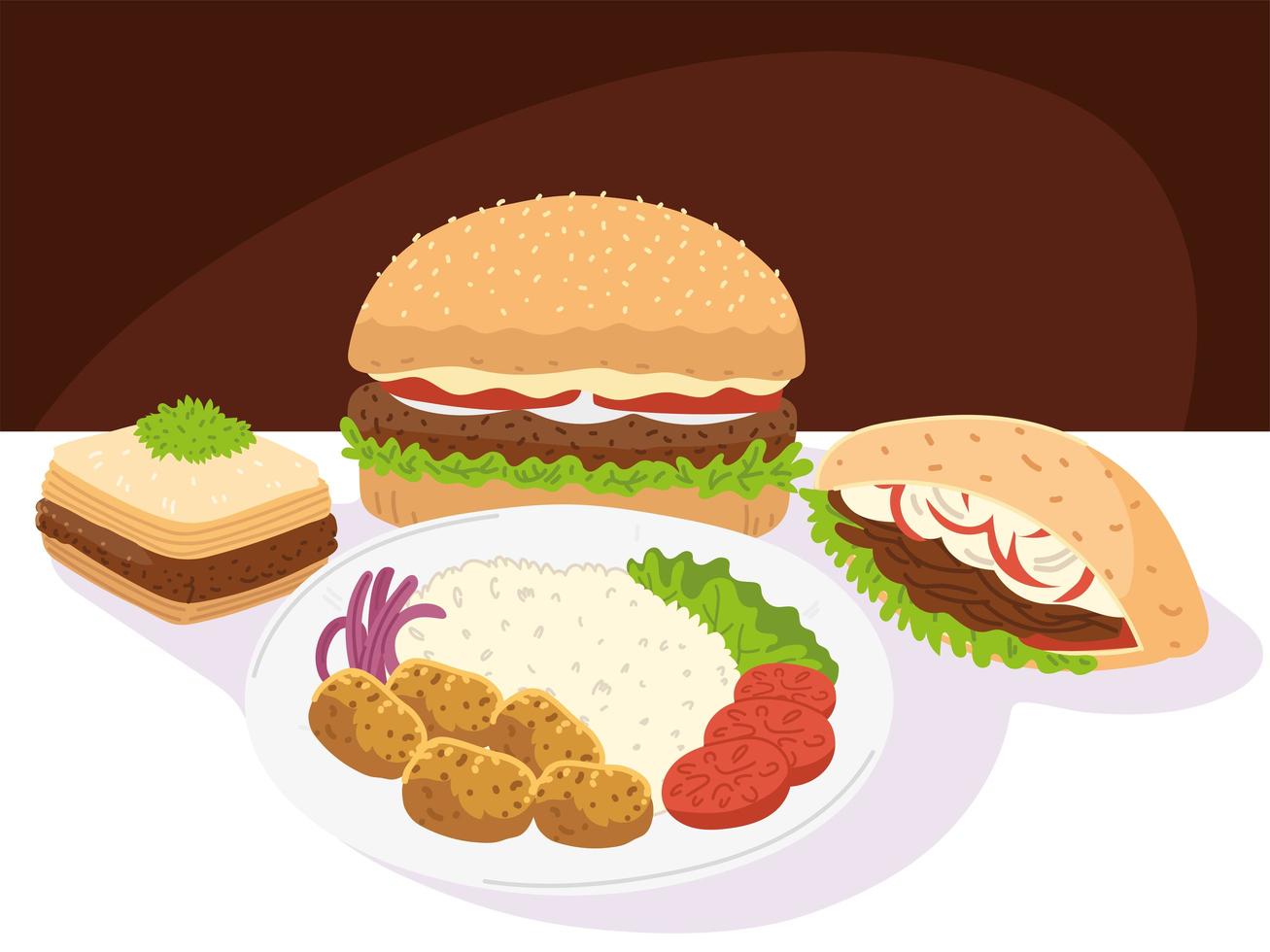 delicious food arabic vector