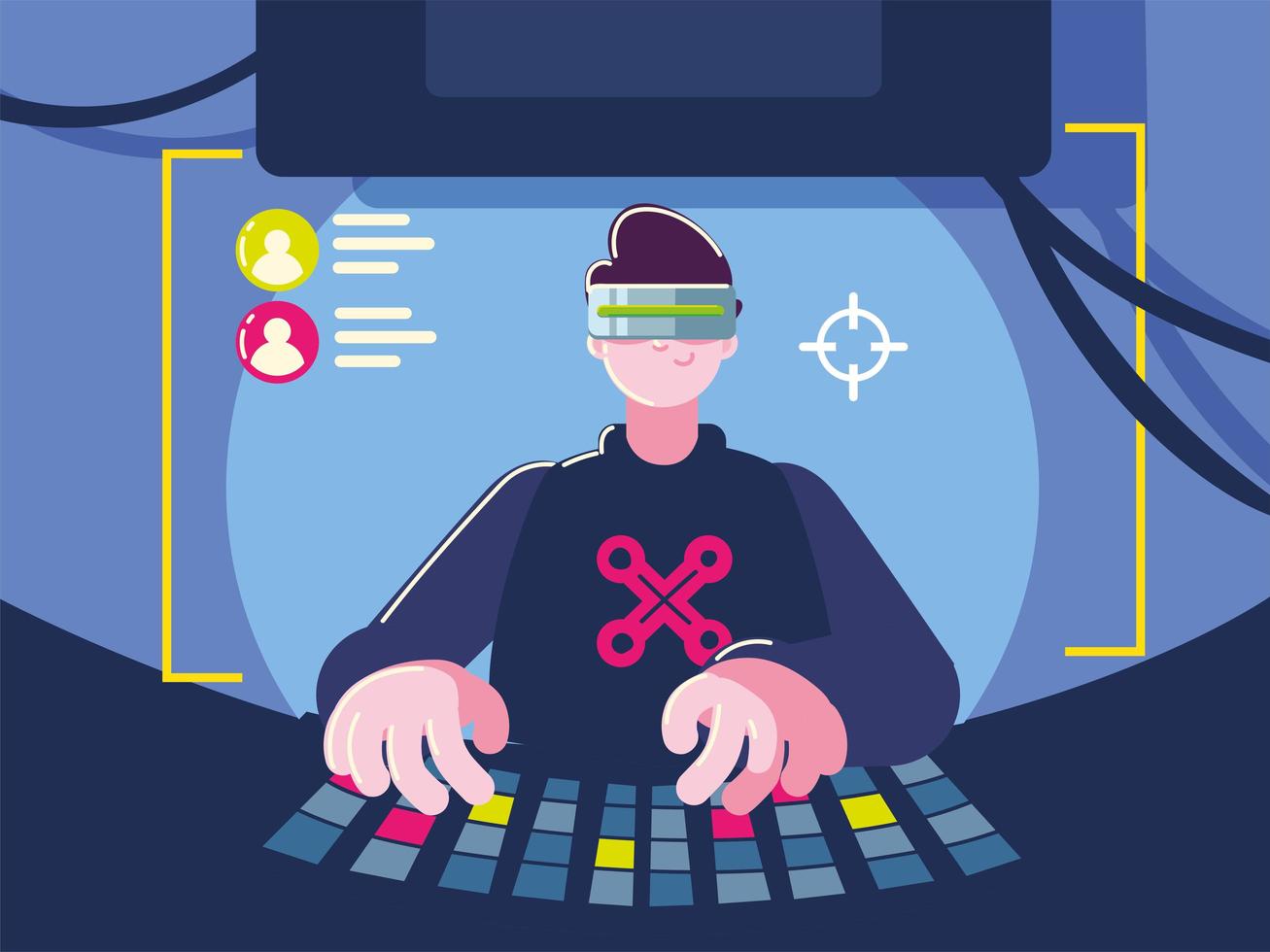gamer with vr goggles vector