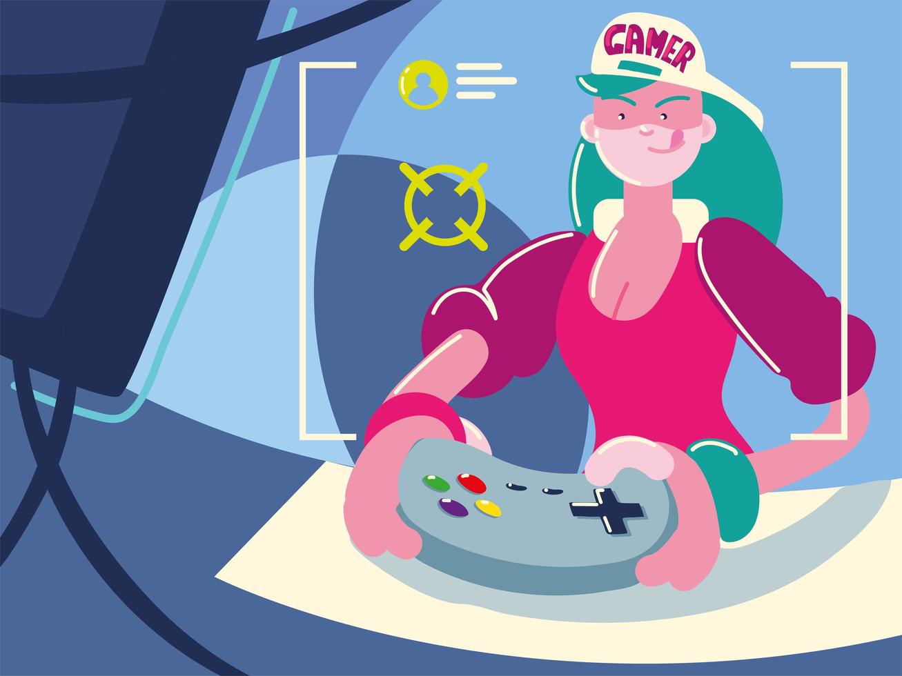 gamer playing video game vector