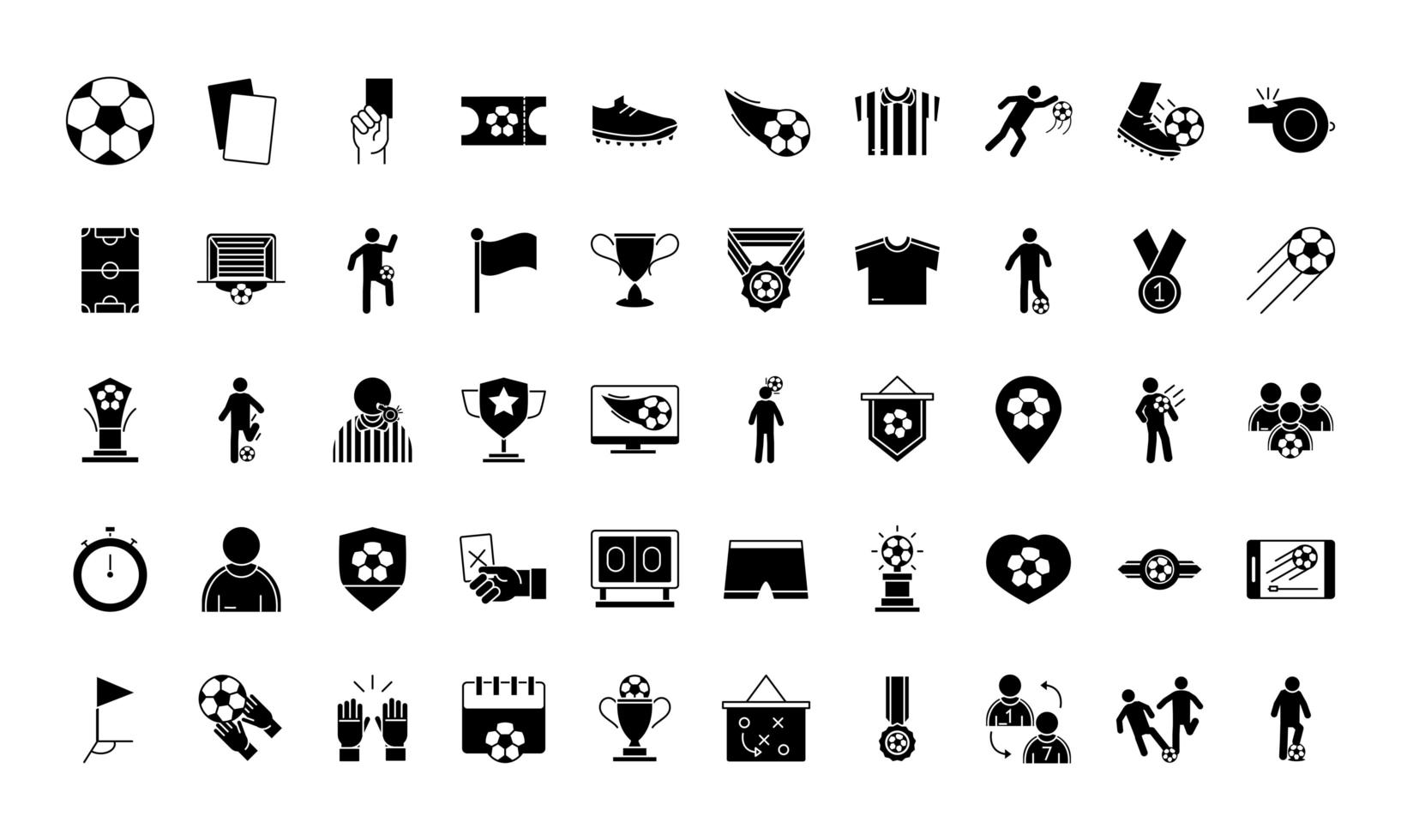 soccer game trophy league recreational sports tournament silhouette style icons set vector