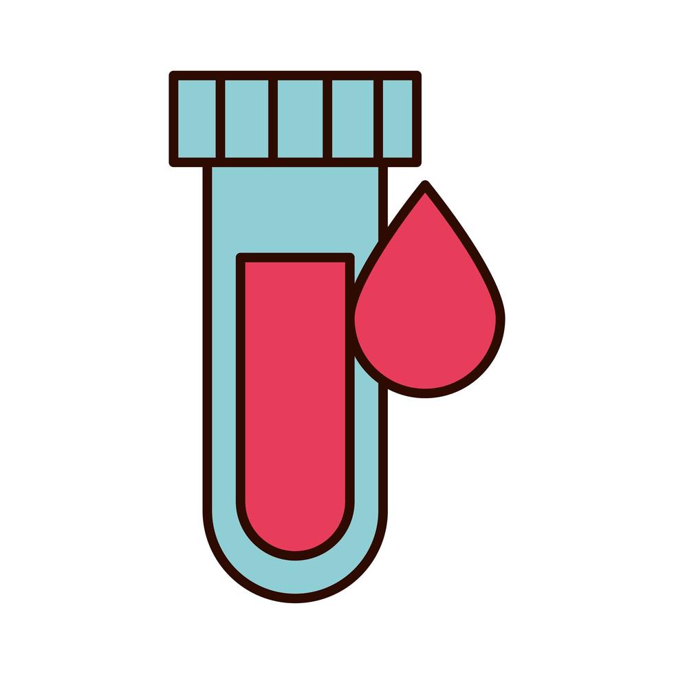 covid 19 prevención de coronavirus química tubo de ensayo propagación de sangre brote línea pandémica e ícono de estilo de relleno vector