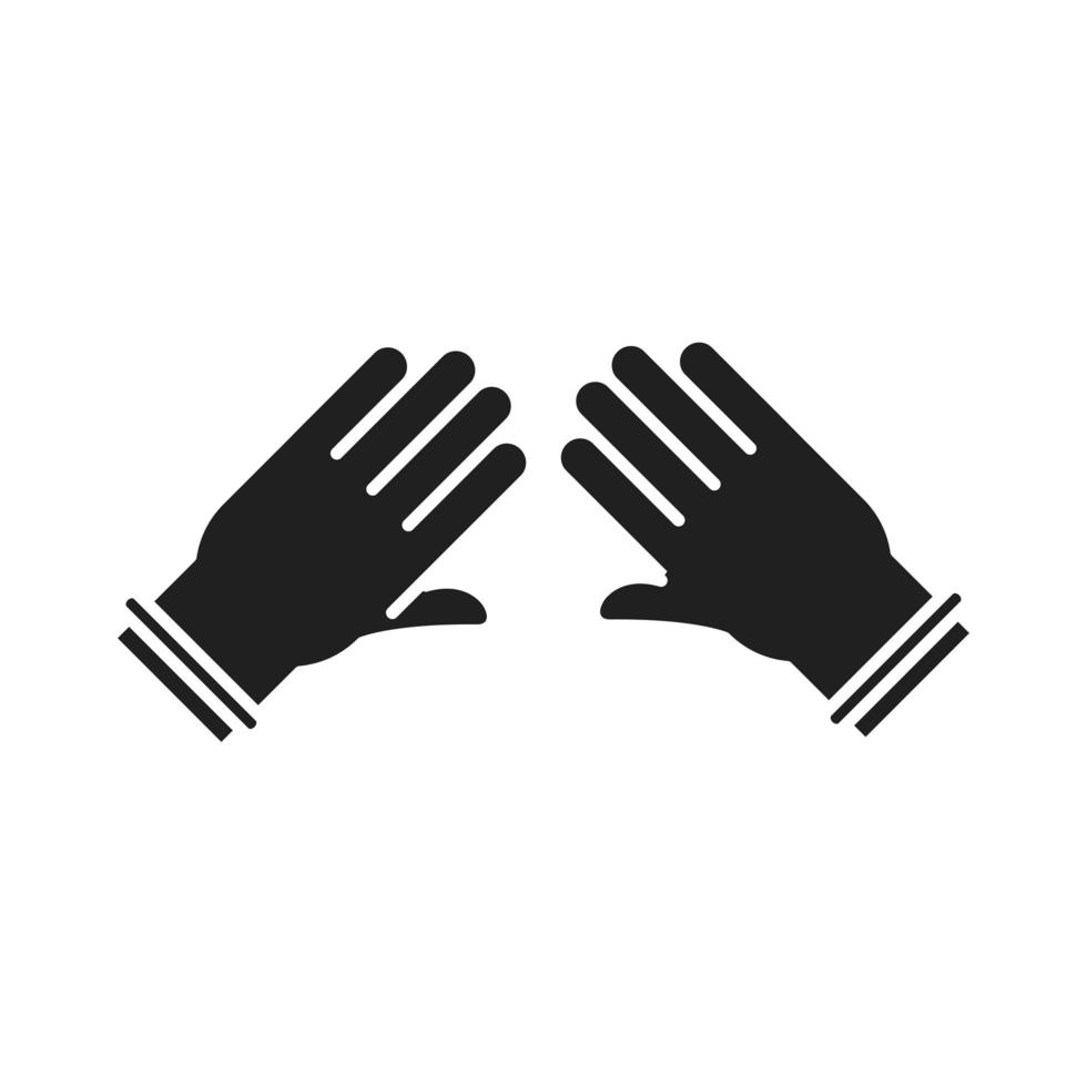 cleaning disinfection hands with glove protection coronavirus prevention sanitizer products silhouette style icon vector