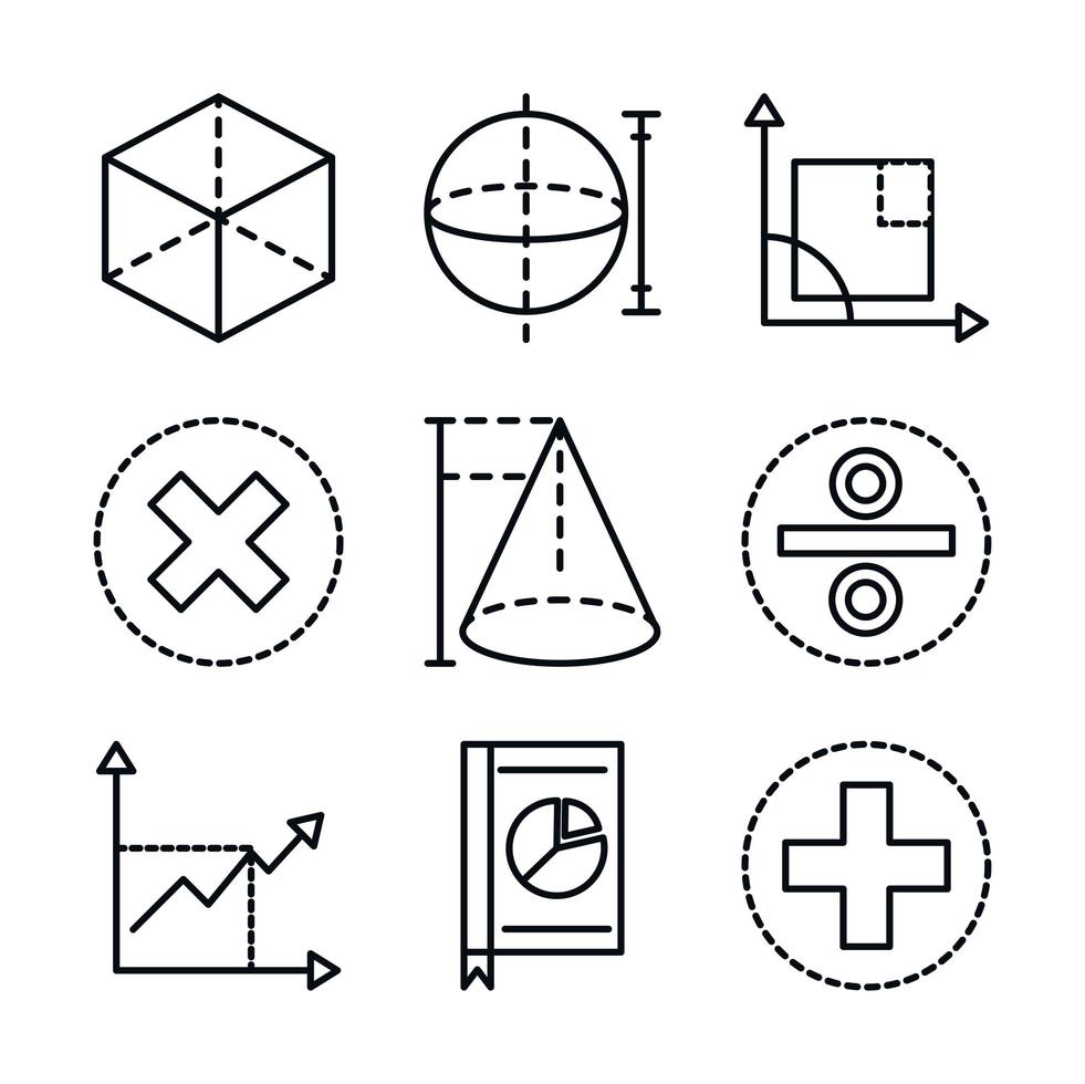 math education school science icons collection line and style vector