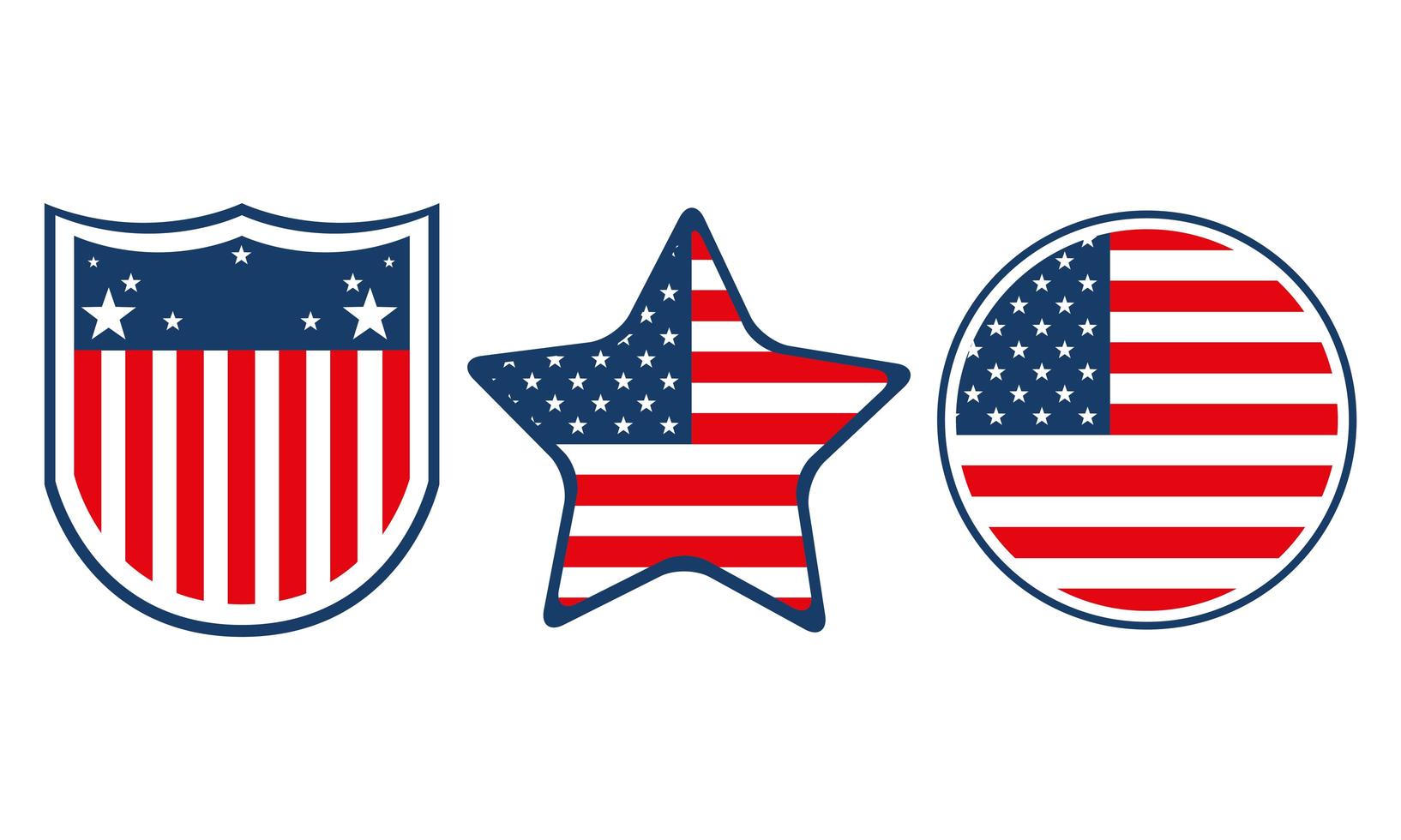 set american flags vector