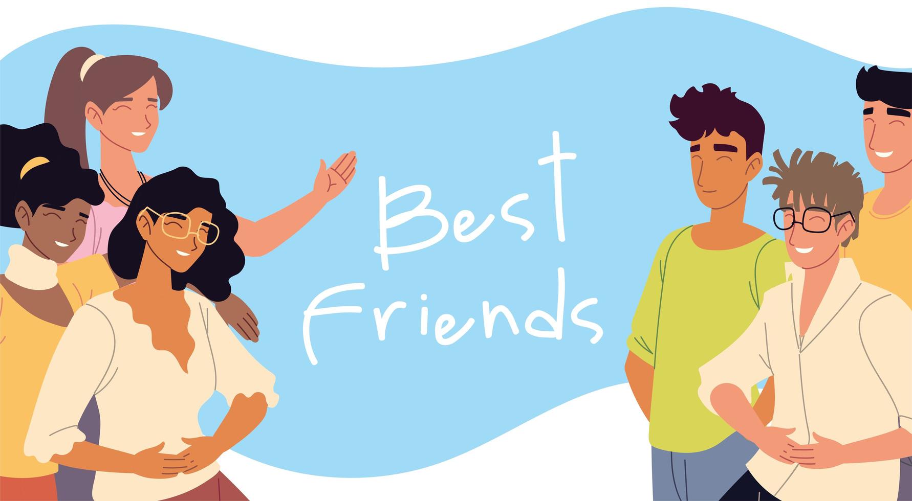 best friends women and men characters vector