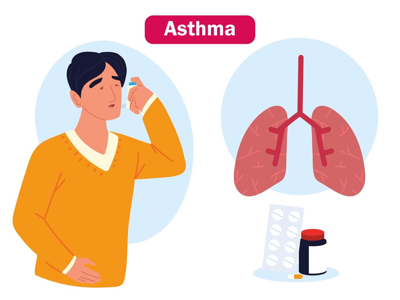 asthma man medicine vector
