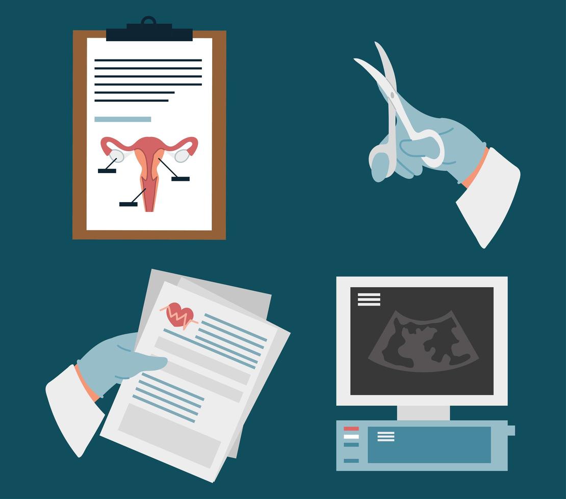set gynecology medicine vector