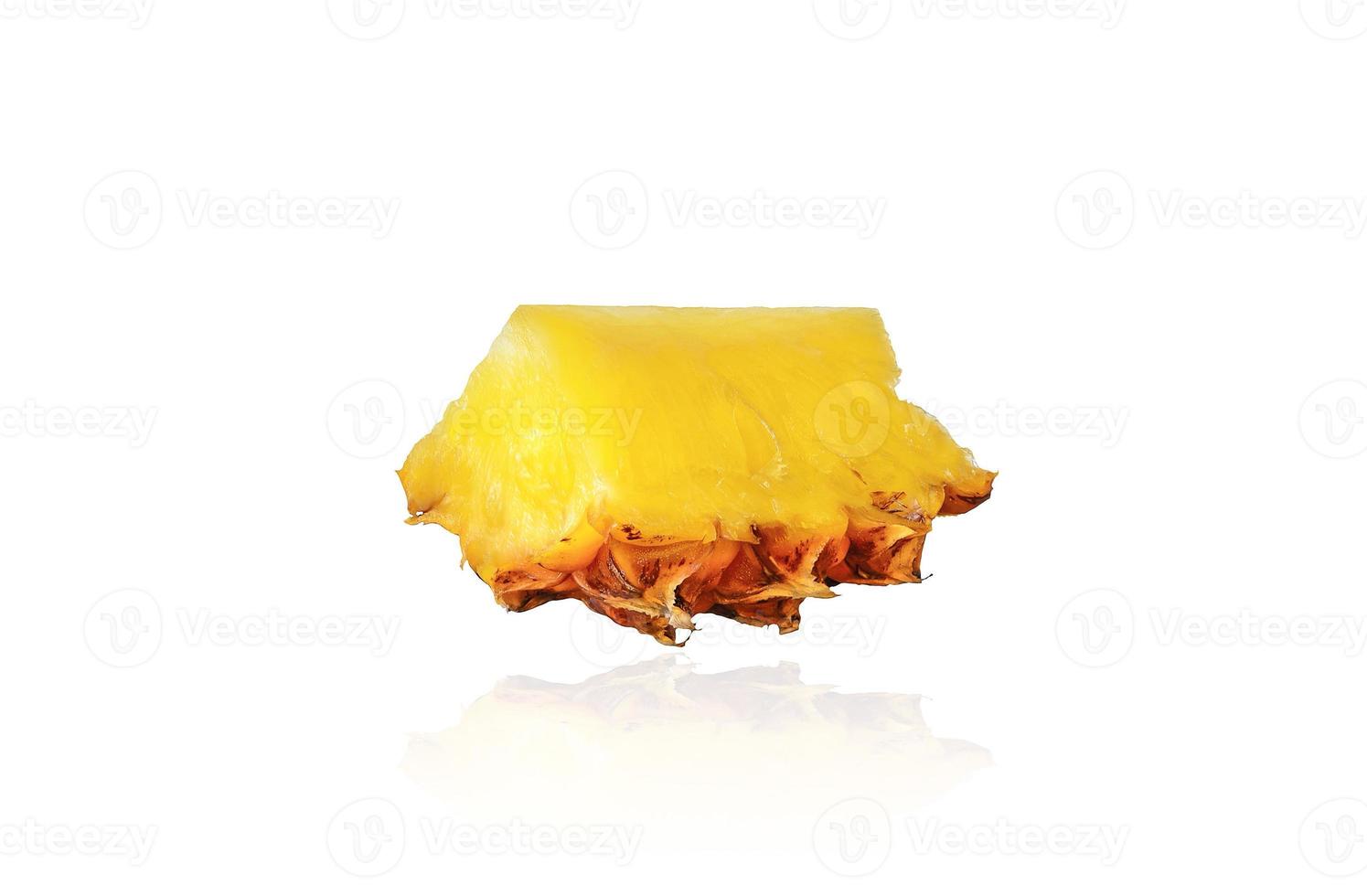 Piece of Baby pineapple, slice, isolated on white background with drop shadow. photo