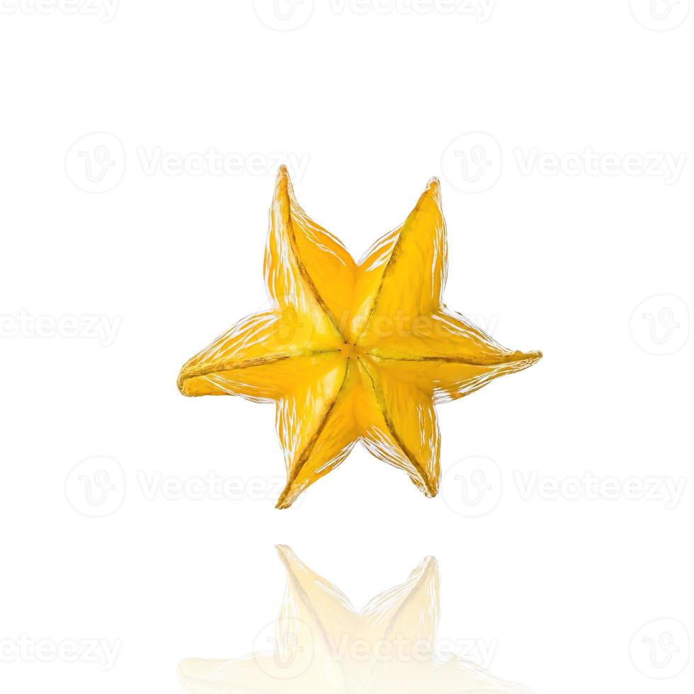 Carambola, star fruit isolated on white background with drop shadow. photo